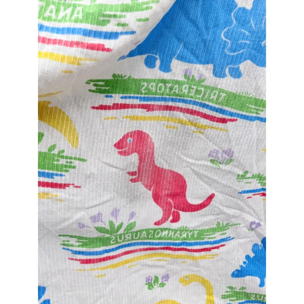 Vintage Sears Dinosaur Twin Flat Sheet Kids Bedding Colorful‎ Prehistoric Print